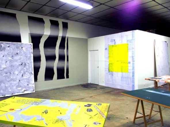 BBB centre d'art, montage de l'exposition « Trouble in painting », 2015