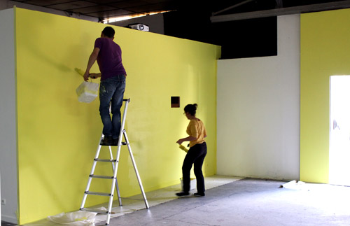 Olivier Nottellet, « Zone de ralentissement », vue du montage de l’exposition © BBB centre d’art