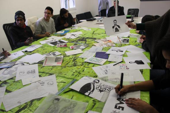 Atelier typorgraphie dans le cadre de l'exposition « Freux Follets »