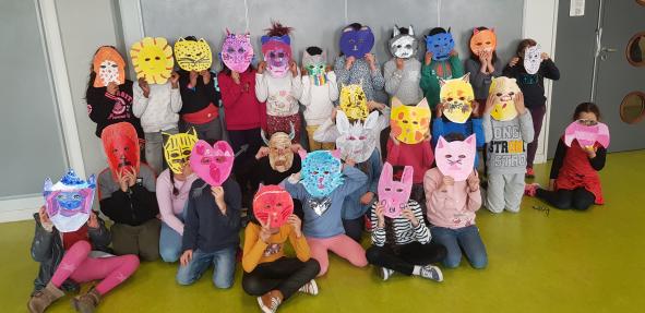 Atelier mené par Pauline Zenk avec les élèves de CE1/CE2 de l'école Ponts Jumeaux, Passeport pour l'art 2018/2019 © BBB centre d'ar