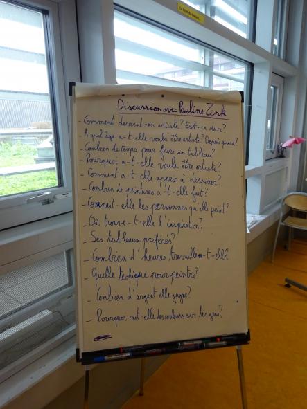 Questions posées par les élèves de CE1/CE2 de l'école Ponts Jumeaux à Pauline Zenk, Passeport pour l'art 2018/2019 © BBB centre d'art 