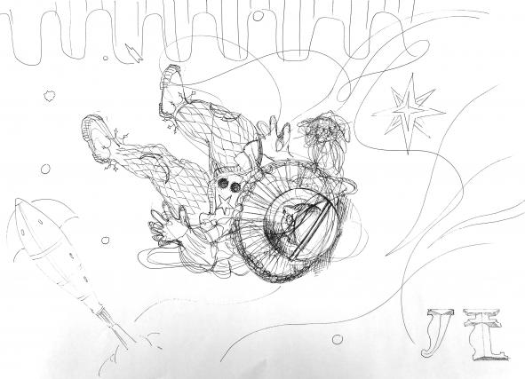 Néphéli Barbas, dessin croquis préparatoire de l'exposition 